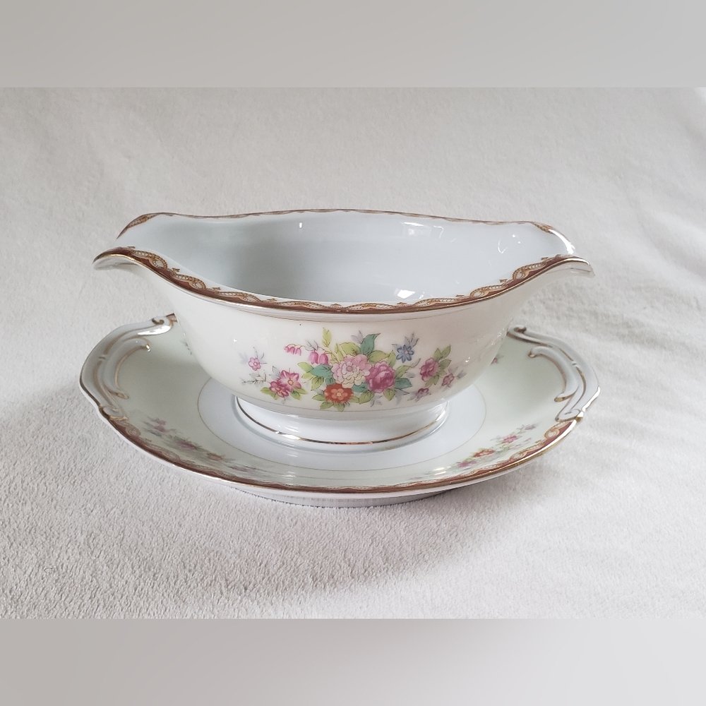 Vintage Diamond China Gravy Boat